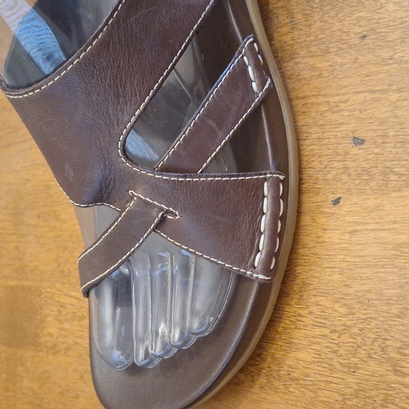 Clarks Slides Sandals 71095 Slip On Brown Leather Size 11 - Picture 5 of 11